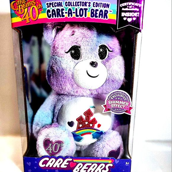 Care Bears 40th Anniversary Care A Lot Shimmer Plush Stuffed Animal Toy Collect